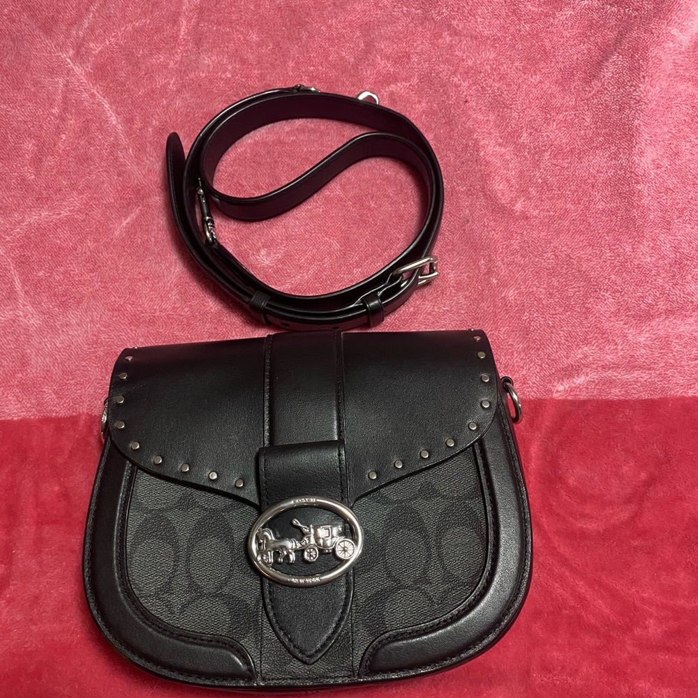 Coach Black Crossbody Bag with Silver Accents
